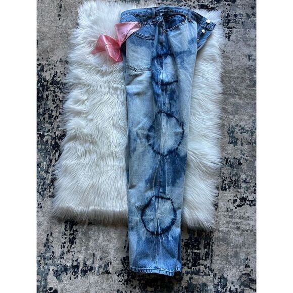 🆕 Juicy Couture Women's Relaxed Fit Tie Dye Denim 100% Cotton Jeans Size 31 Blue - Picture 9 of 13